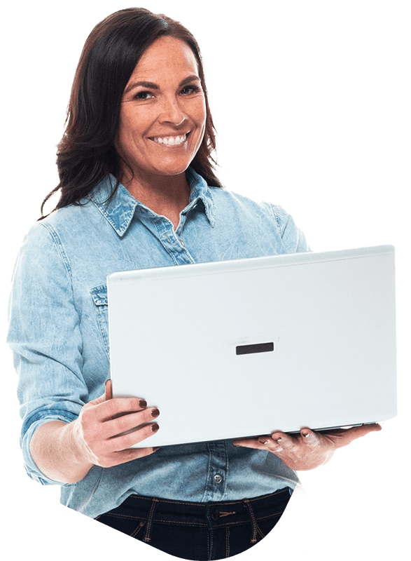 Woman smiling with Laptop