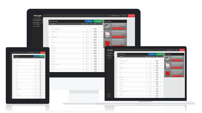 CMS page list with features